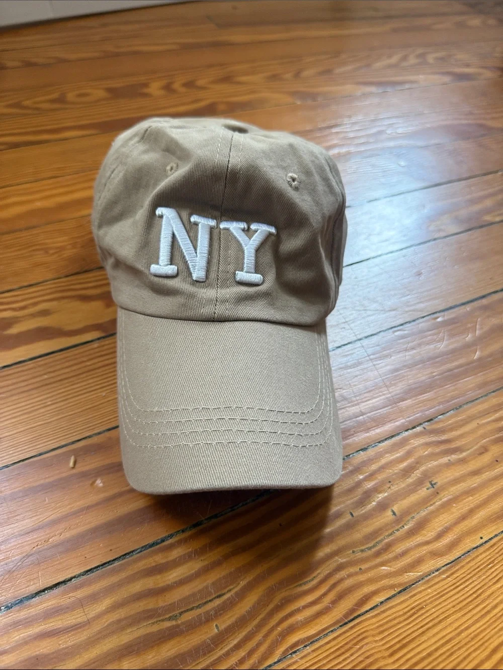 Tan 'NY' Embroidered Baseball Cap